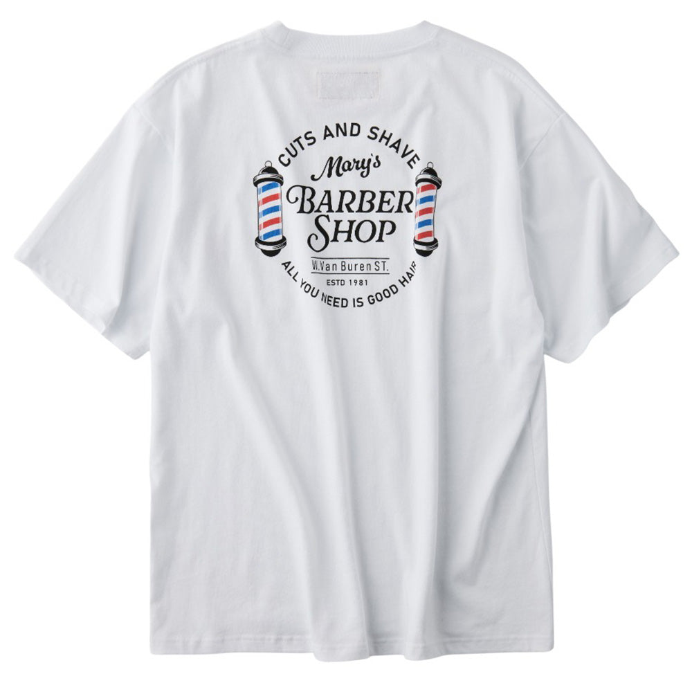 【WHITE】Barber shirt UNIVERSAL OVERALL BARBER SHOP S/S T-SHIRT – D-mop