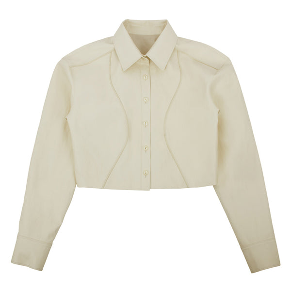 KIJUN WOMEN'S FAUX-LEATHERCROPPED SHIRT