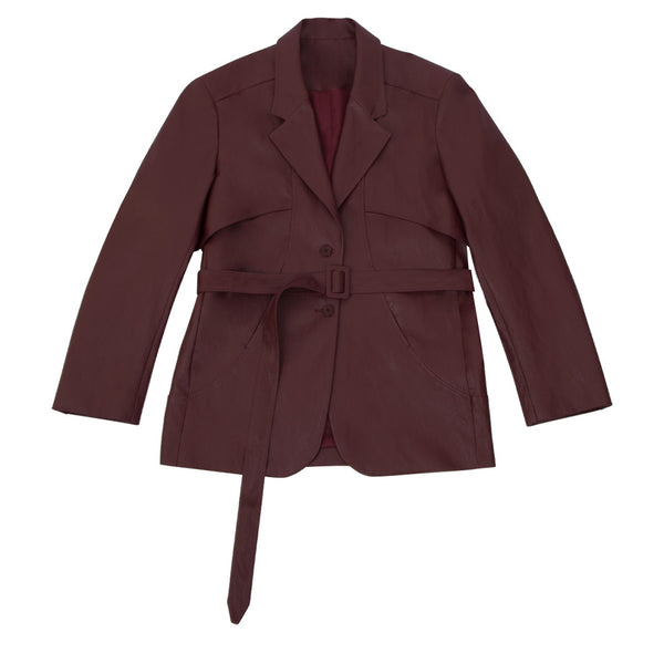 KIJUN WOMEN'S BELTED LEATHER BLAZER