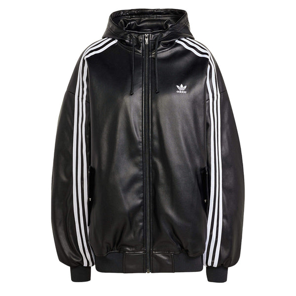 ADIDAS ORIGINALS ADILENIUM OVERSIZED FAUX LEATHER JACKET
