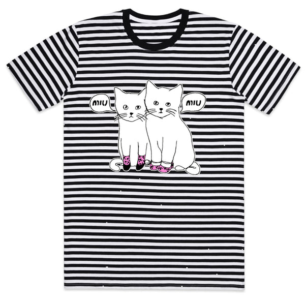 BLACK SCORE MIU MIU CATS T-SHIRT