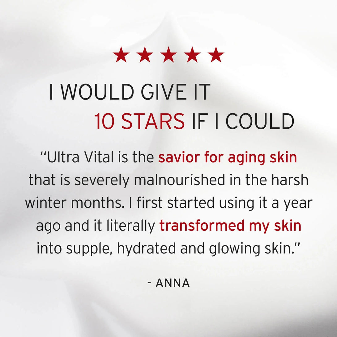 Product review with text and star rating on a white background