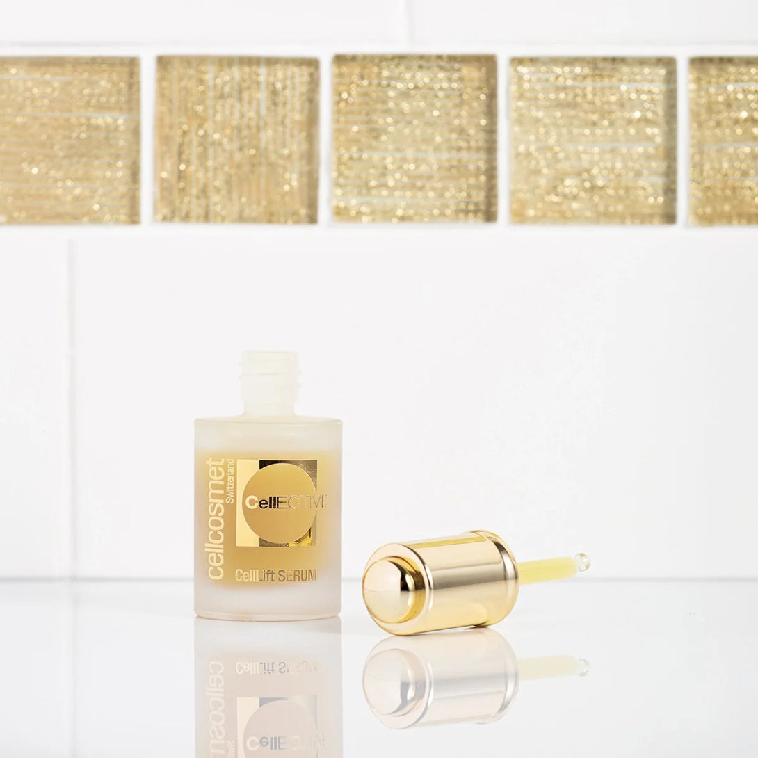 Cellebrite skincare product with dropper on a white background