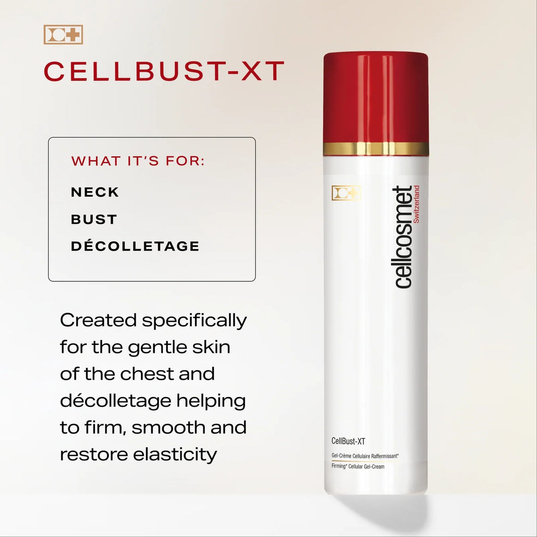 Cellcosmet CellBust-XT skincare product on a beige background