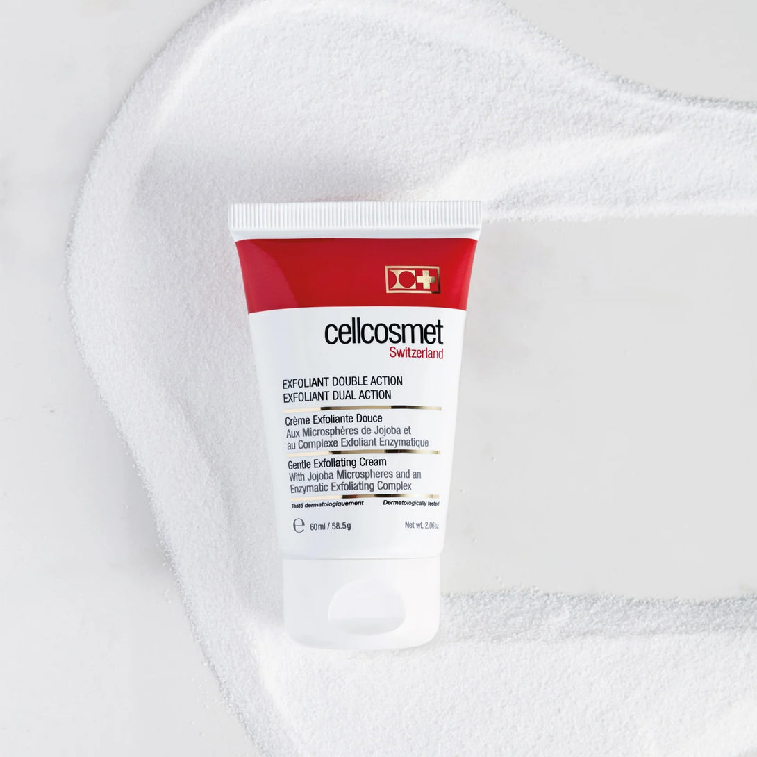 Tube of Cellcosmet skincare product on a white towel