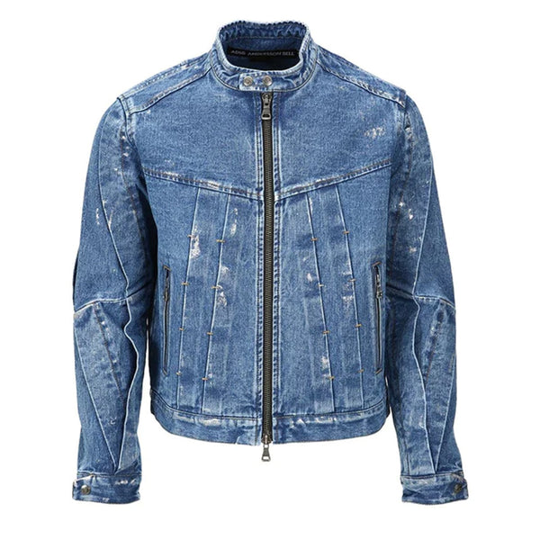 WAX COATED DENIM MOTORCYCLE JACKET
