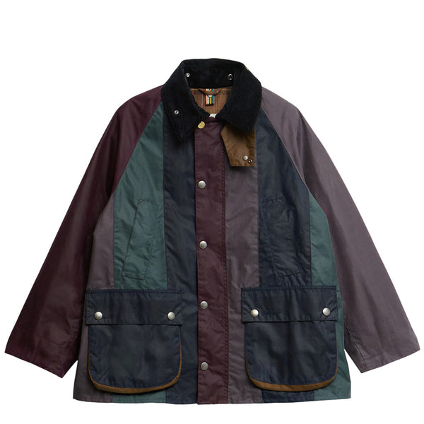 PAUL SMITH LOVES BARBOUR STRIPED OVERSIZED BEDALE WAXED JACKET