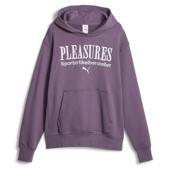 PUMA X PLEASURES MEN S GRAPHIC HOODIE PURPLE CHARCOAL D mop