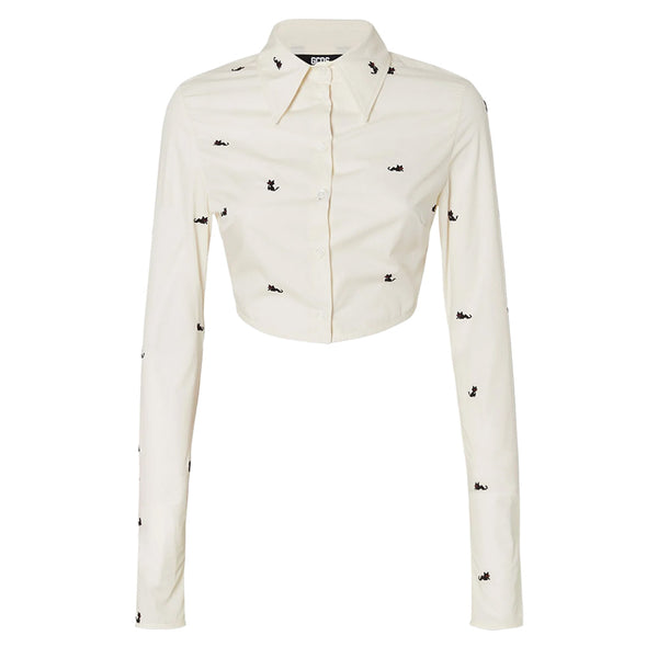 GCDS KITTHO COTTON CROPPED SHIRT