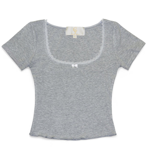 GOLDEN POPPY LACE TRIM SHORT SLEEVES T-SHIRT