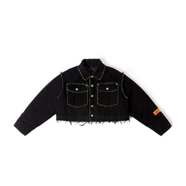 HERON PRESTON REBUILT DENIM JACKET BLACK