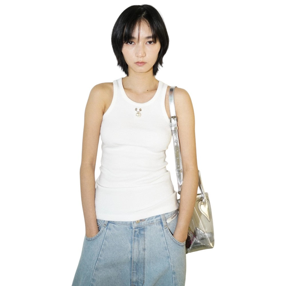KIMHEKIM ONE PEARL PIERCING SLEEVELESS TOP – D-mop