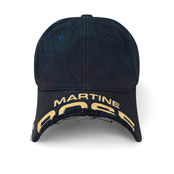 MARTINE ROSE CUT PEAK CAP IN NAVY