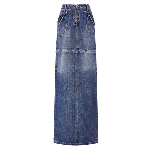 MARTINE ROSE WOVEN ZIP OFF DENIM SKIRT