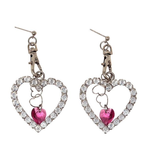 OHT HEART EARRINGS WITH SWAROVSKI CRYSTAL (ROSE)