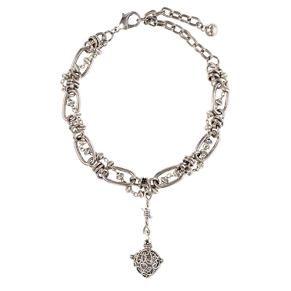 OHT SIREN CRYSTAL LOCKET NECKLACE (TIBETAN SILVER)