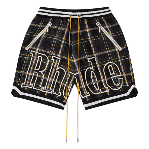 RHUDE FLANNEL COURT LOGO SHORT