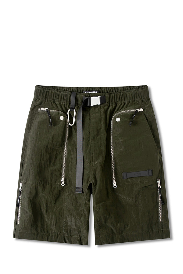 MEN'S ZIP POCKETS BELTED SHORTS