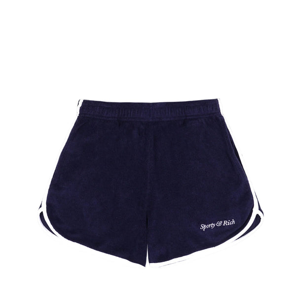 SPORTY & RICH WOMEN'S ITALIC LOGO TERRY SHORTS