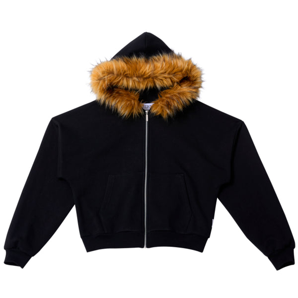 XOXOGOODBOY FUR-TRIMMED GOODBOY HOODIE ZIP-UP