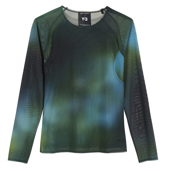 Y-3 ALLOVER PRINT MESH FITTED TEE