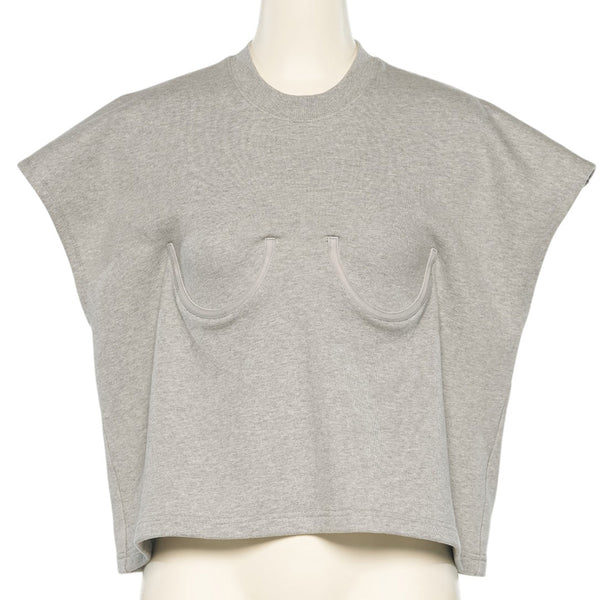 pushBUTTON GRAY BRA POINT SLEEVELESS JERSEY TOP