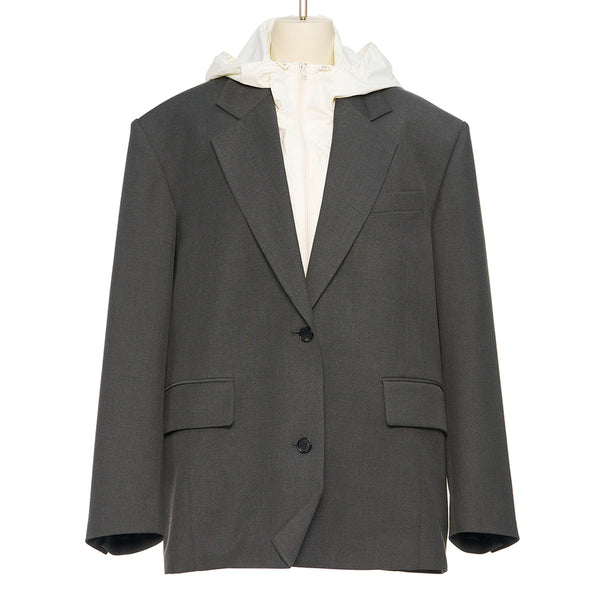 pushBUTTON DARK GRAY HOODIED SINGLE JACKET