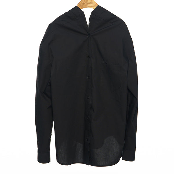 pushBUTTON BLACK DROPPED SHOULDER SHIRT