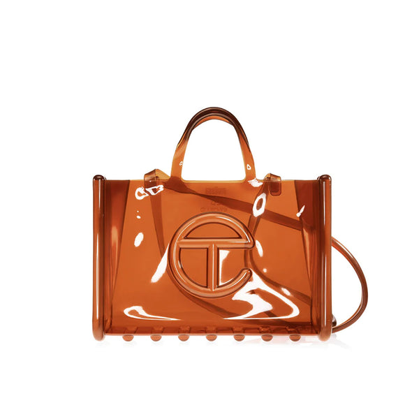 MELISSA X TELFAR LARGE JELLY SHOPPER CLEAR BROWN