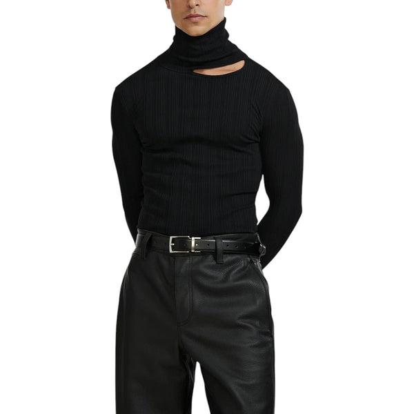 LOUIS GABRIEL NOUCHI TURTLENECK WITH ASYMETRICAL OPENING IN COTTON