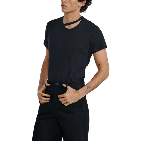 LOUIS GABRIEL NOUCHI T-SHIRT WITH ASYMMETRICAL OPENING IN COTTON