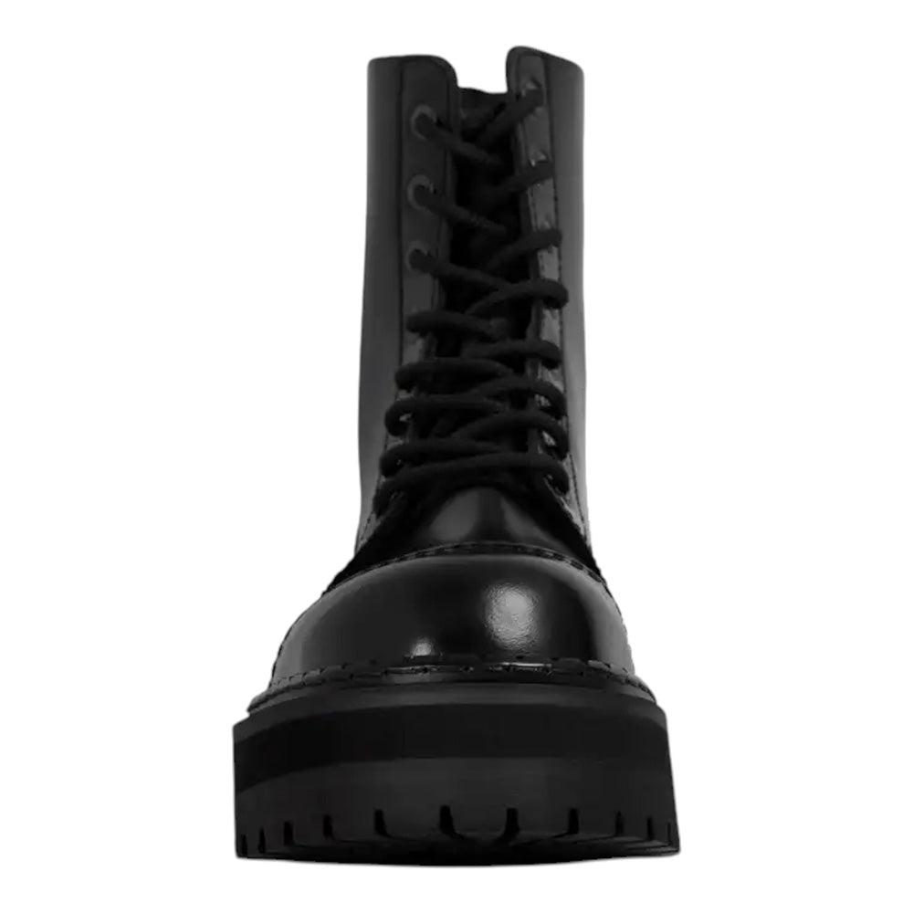 UNDERGROUND PLATFORM STEEL TOE BOOTS DOUBLE SOLE STORMER BLACK LEATHER