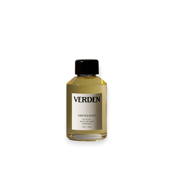 Bottle of Verden bath oil on a white background