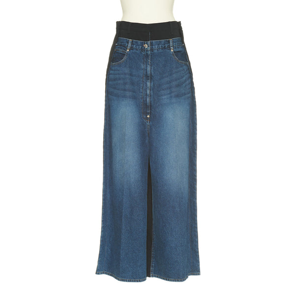pushBUTTON BLUE SIDE FOLDED WIDE PANTS