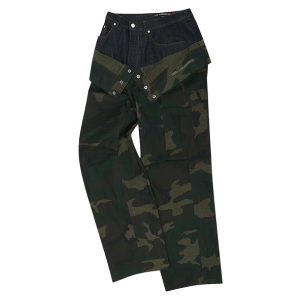 ANDERSSON BELL UNISEX CAMOUFLAGE DOUBLE WAIST WORK WIDE-LEG JEANS