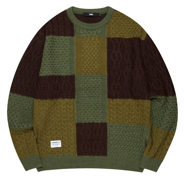 LMC MULTI CABLE KNIT SWEATER KHAKI