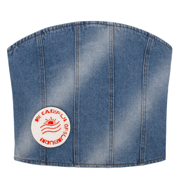 KIJUN AIR BRUSHED DENIM BUSTIER