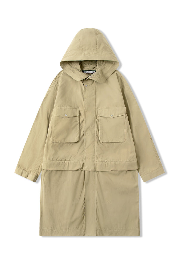 UNISEX WAXED COTTON CONVERTIBLE HOOD PARKA