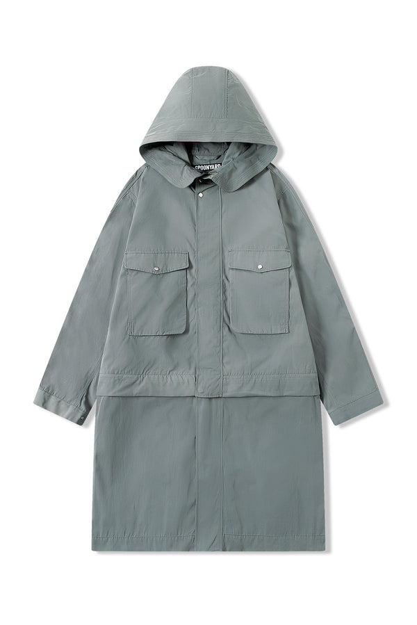 UNISEX WAXED COTTON CONVERTIBLE HOOD PARKA