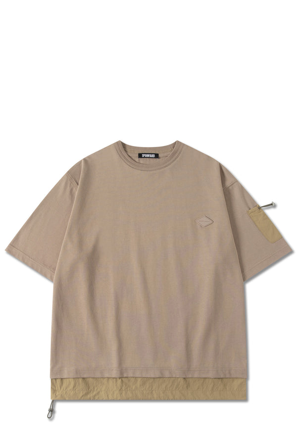 UNISEX COTTON CONTRAST WOVEN HEM T-SHIRT