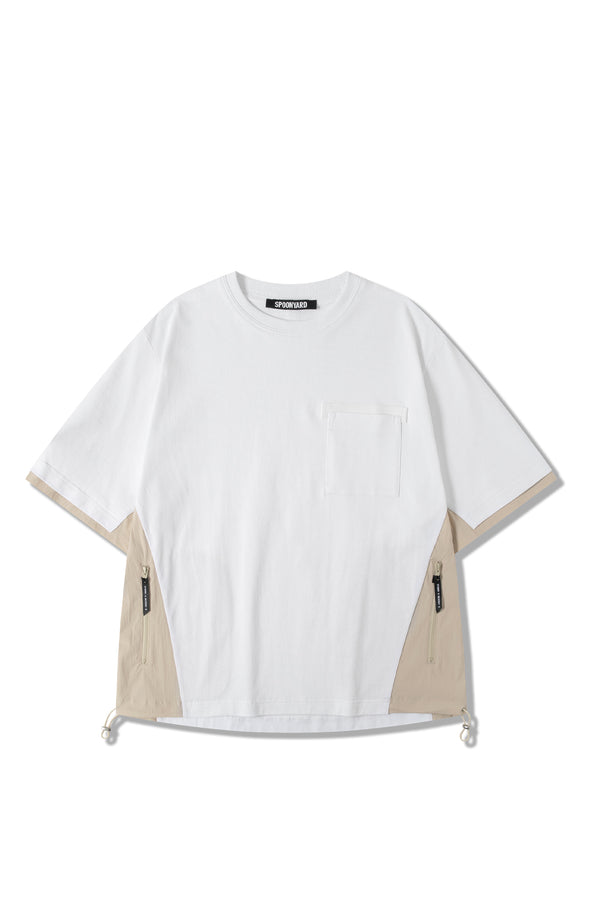 UNISEX COTTON ELASTIC HEM ZIP POCKET T-SHIRT