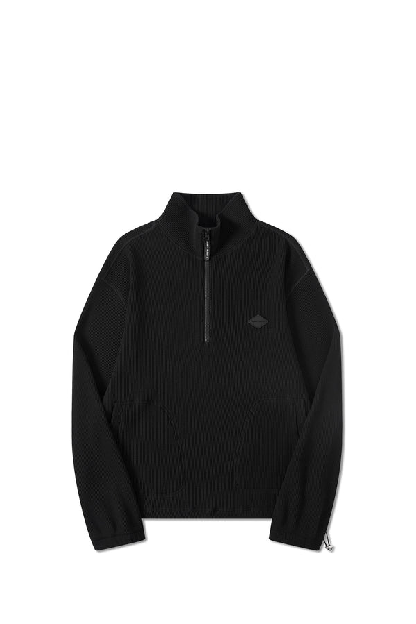 UNISEX WAFFLE ZIP LONG SLEEVE POLO