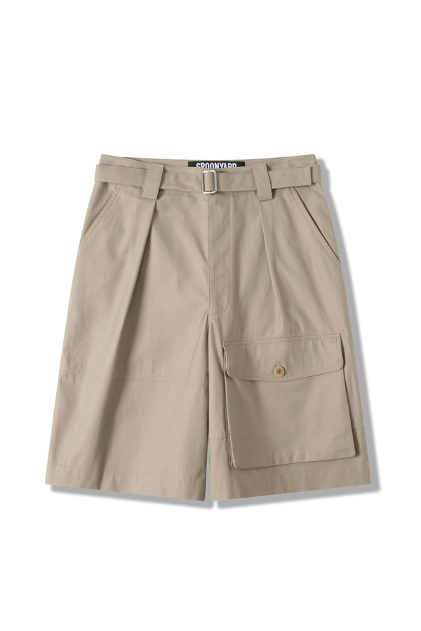MENS COTTON BELTED WIDE LEG CARGO SHORTS