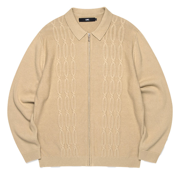 LMC CABLE ZIP-UP KNIT POLO SHIRT