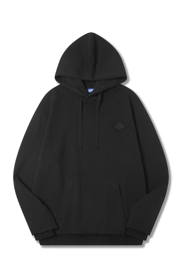 cotton contour line back print hoodie